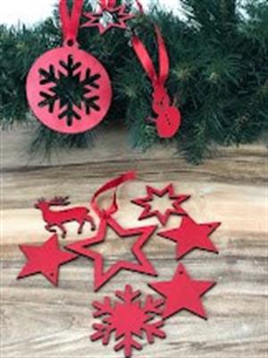 Lüks ahşap özel Yılbaşı çam ağacı süsü10 adet karışık set 