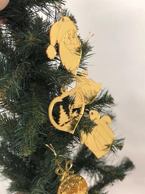 Lüks Gold pleksi 5 adet özel Yılbaşı figürlü çam ağacı süsü5  adet karışık set 