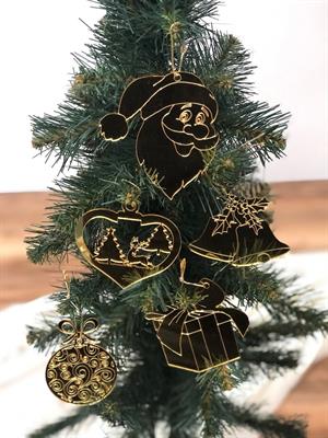 Lüks Gold pleksi 5 adet özel Yılbaşı figürlü çam ağacı süsü5  adet karışık set 