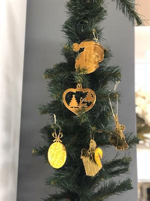 Lüks Gold pleksi 5 adet özel Yılbaşı figürlü çam ağacı süsü5  adet karışık set 