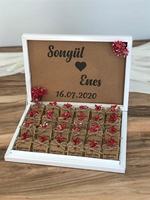 Nişan Çikolatası 48 Adet İsteme Çikolatası Krem Karton Kutu