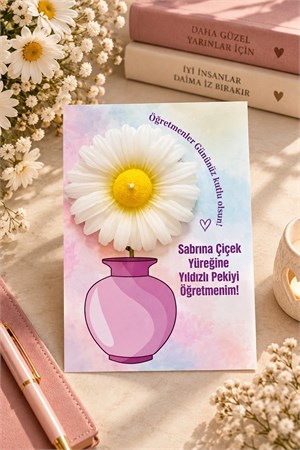 Öğretmenler Günü Hediyesi 24 Kasım Öğretmenime Hediye 5 Adet Papatya Mum 