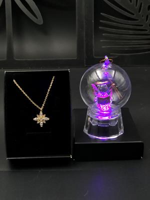 Sevgiliye Sevgililer Günü Hediyesi 14 Şubat Eşe Anneye Işıklı Melek Küre, Muhteşem Kolye Hediye Seti