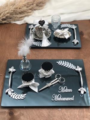 Süslü Söz Nişan Tepsisi Yüzük Yükselticiler Makas Damat Kahve Fincanı Lokumluk Bardak