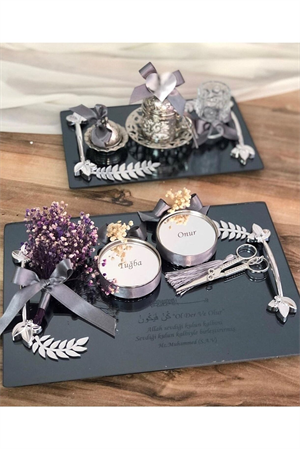 Süslü Söz Nişan Tepsisi Yüzük Yükselticiler Makas Damat Kahve Fincanı Lokumluk Bardak 