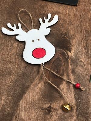 yeni yıl ağacı ahşap geyik yılbaşı süsü 3 adet kırmızı burunlu zil ve boncuklu geyik