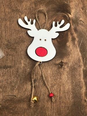 yeni yıl ağacı ahşap geyik yılbaşı süsü 3 adet kırmızı burunlu zil ve boncuklu geyik
