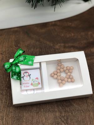 yılbaşı baskılı 3 madlen ve ahşap boncuk anahtarlık yeni yıl hediyesi