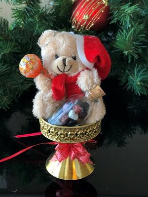 Yılbaşı Hediyesi Şapkalı Ayıcık Lolipop Şeker Şişede Çakıl Çikolata En Sevimli Hediyelik