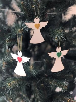 Yılbaşı özel ahşap Melek hediye süsü çam ağacı süsü 6 lı yılbaşı süsü