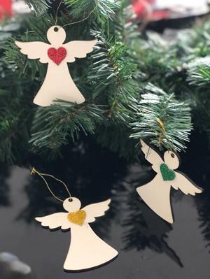 Yılbaşı özel ahşap Melek hediye süsü çam ağacı süsü 6 lı yılbaşı süsü