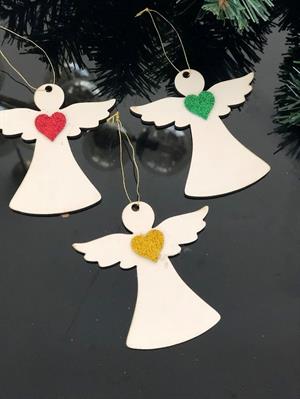 Yılbaşı özel ahşap Melek hediye süsü çam ağacı süsü 6 lı yılbaşı süsü