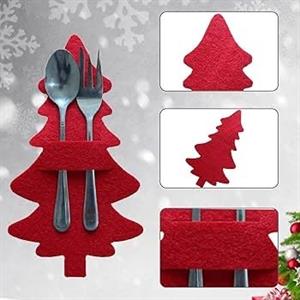 Yılbaşı Sofralarına Hazırlık 6 adet kırmızı Yılbaşı Seti Dekoratif Kaşıklık 