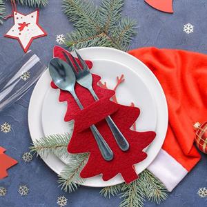 Yılbaşı Sofralarına Hazırlık 6 adet kırmızı Yılbaşı Seti Dekoratif Kaşıklık 