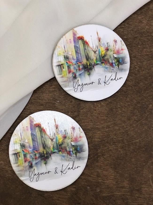 Ahşap Magnet 50 Adet Nikah Magneti Nişan Magneti Kına Magneti Söz Magneti Hediyelik