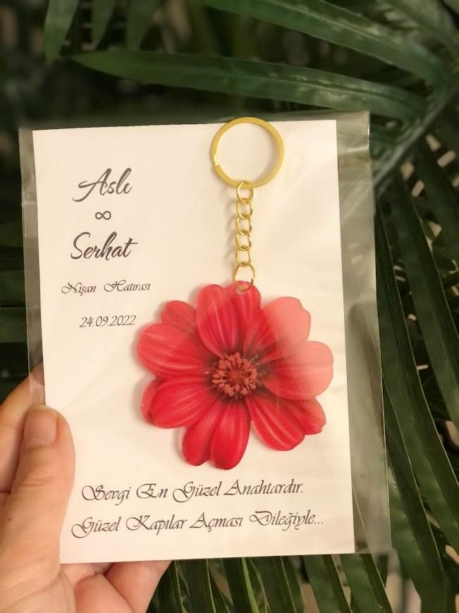 Söz, Nişan, Nikah, Kına, Düğün, Mevlüt Hatırası Hediyelik Baskı Anahtarlık İsimli Jelatinli