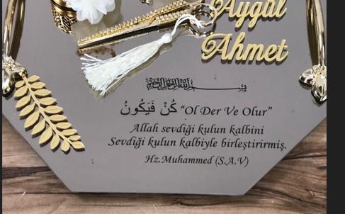 Yazı Ekleme Cam Tepsiye İstenilen Yazı Eklenmesi