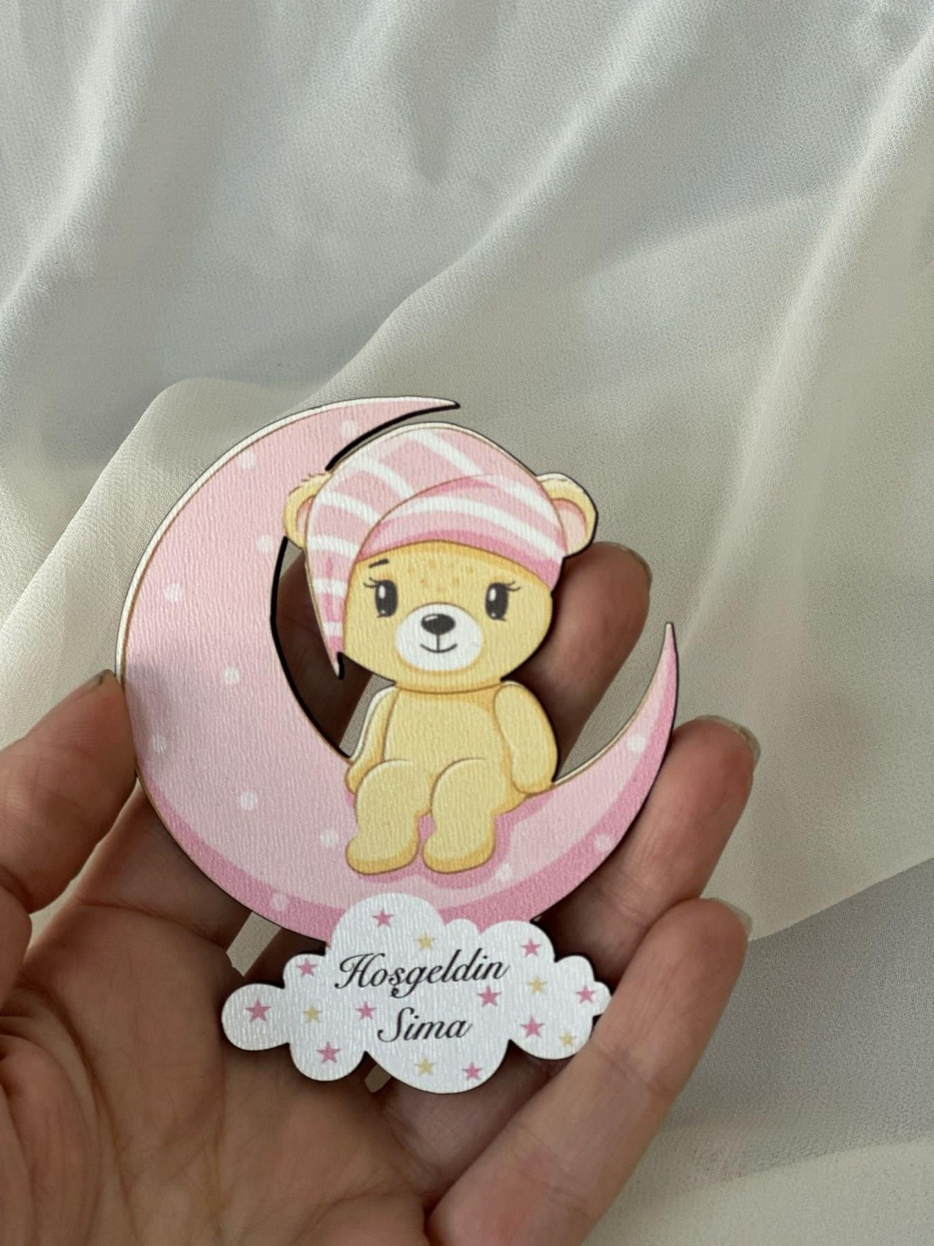 Yenidoğan Kız Bebek Magneti Ve Çocuk Doğum Günü  Magnet Kişiye Özel Hoşgeldin Bebek 20 Adet