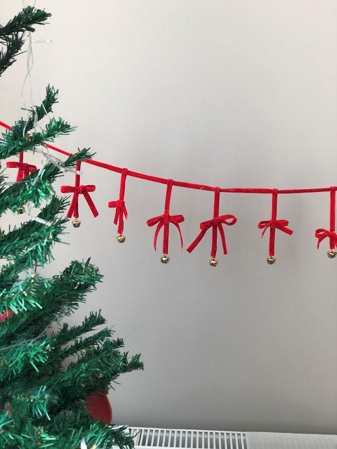 Yılbaşı Kadife Kurdele Gold Zilli Zincir Noel Çam Ağaç Süsü ev dekoru yeni yıl