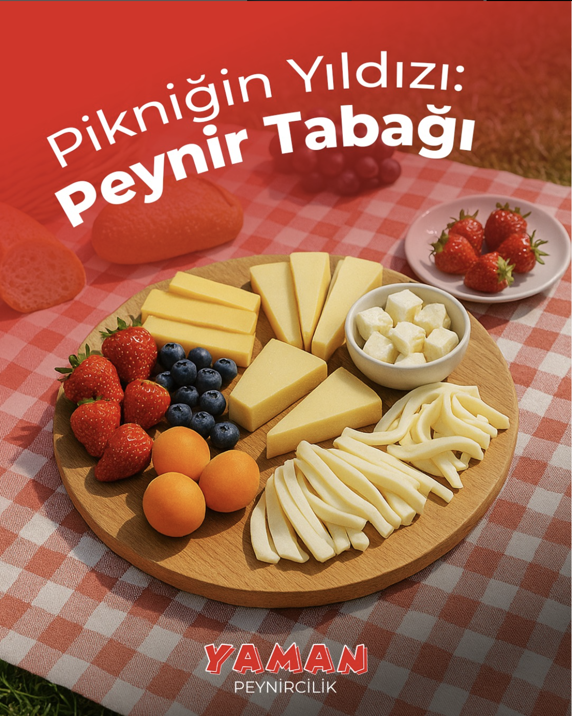Yaman Peynircilik’in katkısız üretim anlayışıyla hazırlanan “Pikniğin Yıldızı Peynir Tabağı”, doğallığı ve lezzeti bir araya getirerek pikniklerin vazgeçilmezi oluyor.