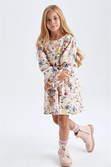 Defacto Y5050A6-22K Kız Çocuk Elbise LT.PINK