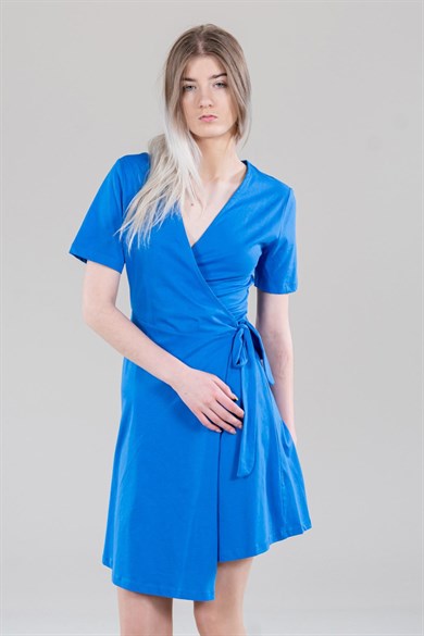 Only 15252628 Onlmay S/S Wrap Dress Jrs Kadın Elbise Strong Blue