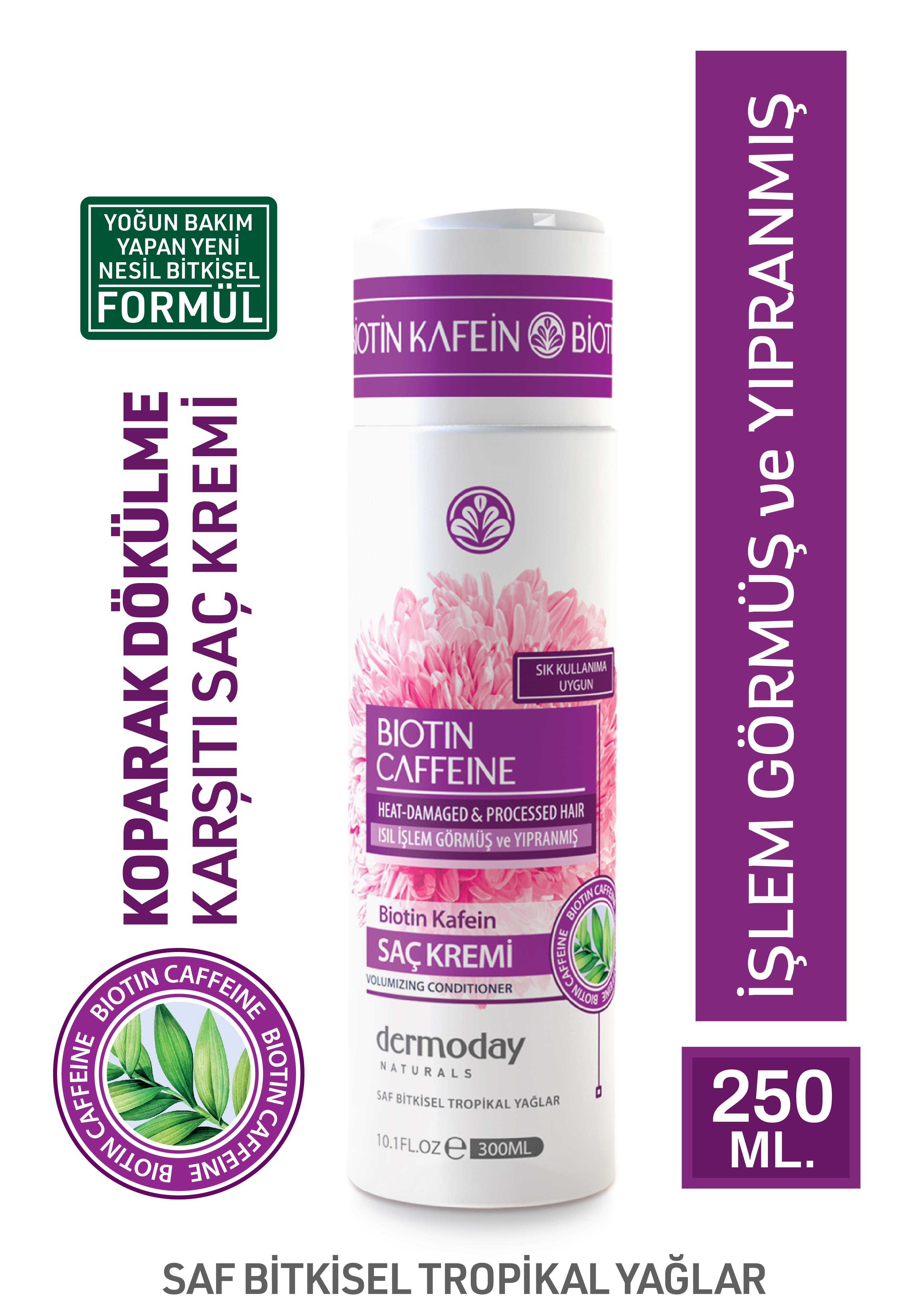 Dermoday Biotin Kafein Saç Kremi (Conditioner) - Isıl İşlem Görmüş ve Yıpranmış Saçlar