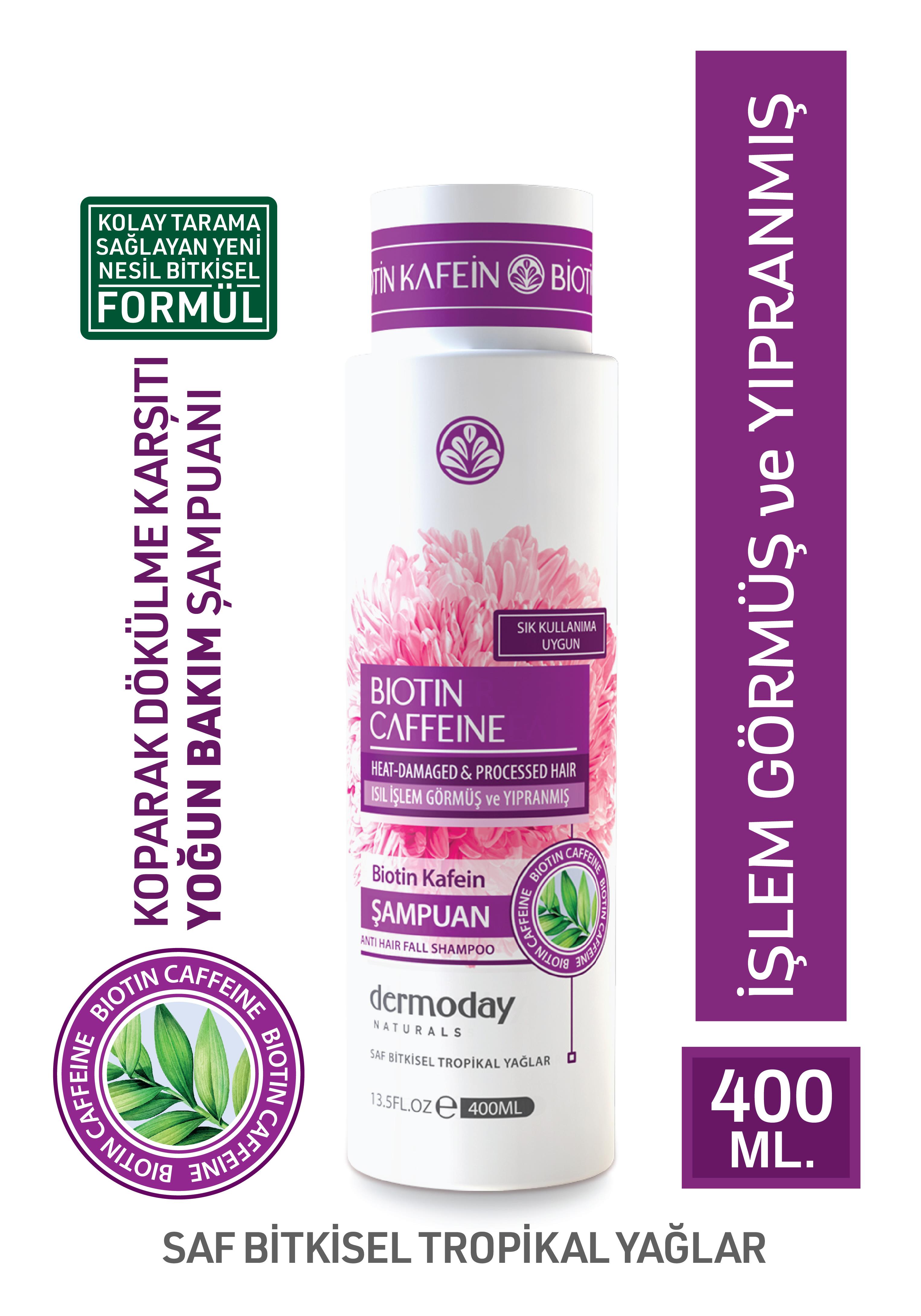 Dermoday Biotin Kafein Şampuan - Isıl İşlem Görmüş ve Yıpranmış Saçlar