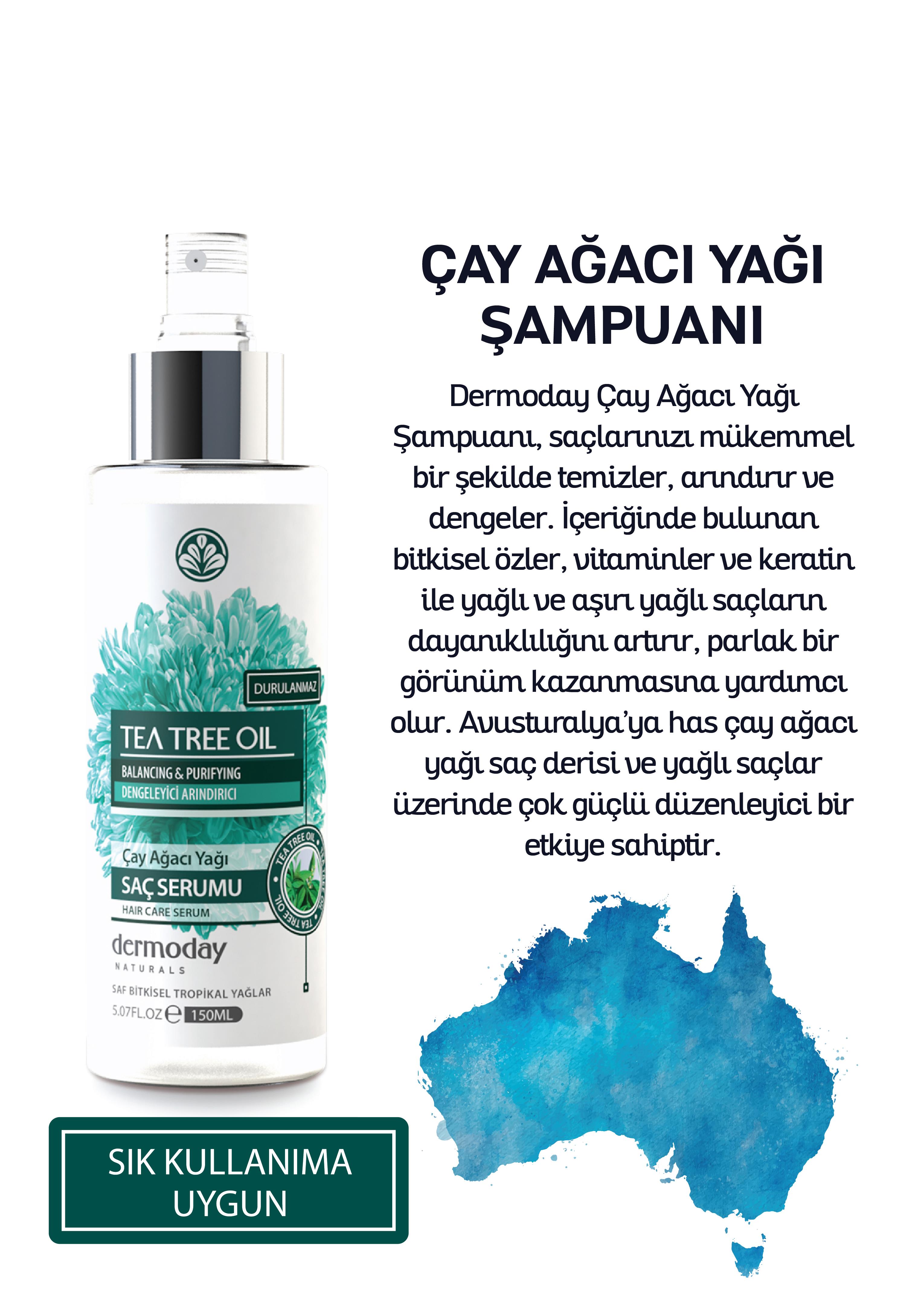 Dermoday Çay Ağacı Yağı Saç Serumu - Dengeleyici Arındırıcı