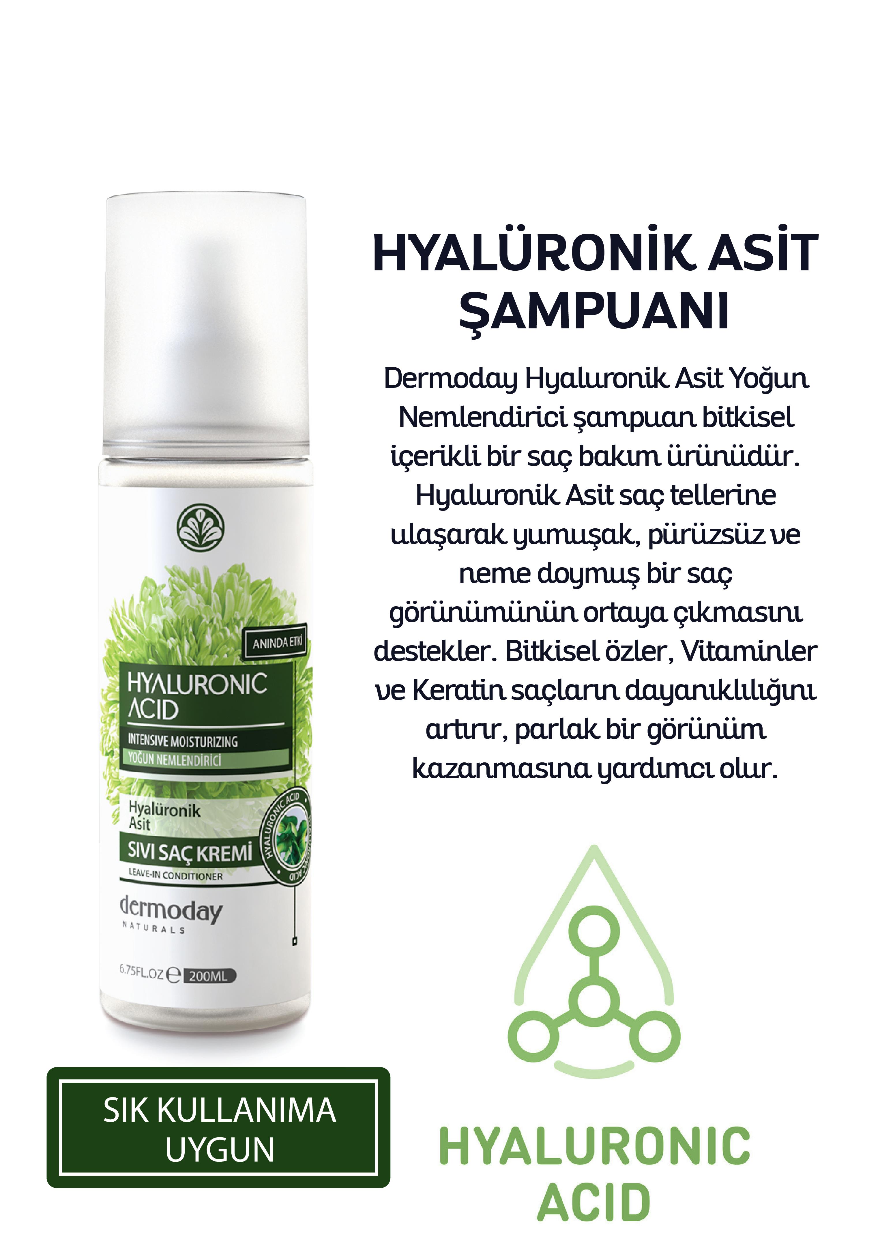 Dermoday Hyalüronic Asit Sıvı Saç Kremi - Yoğun Nemlendirici