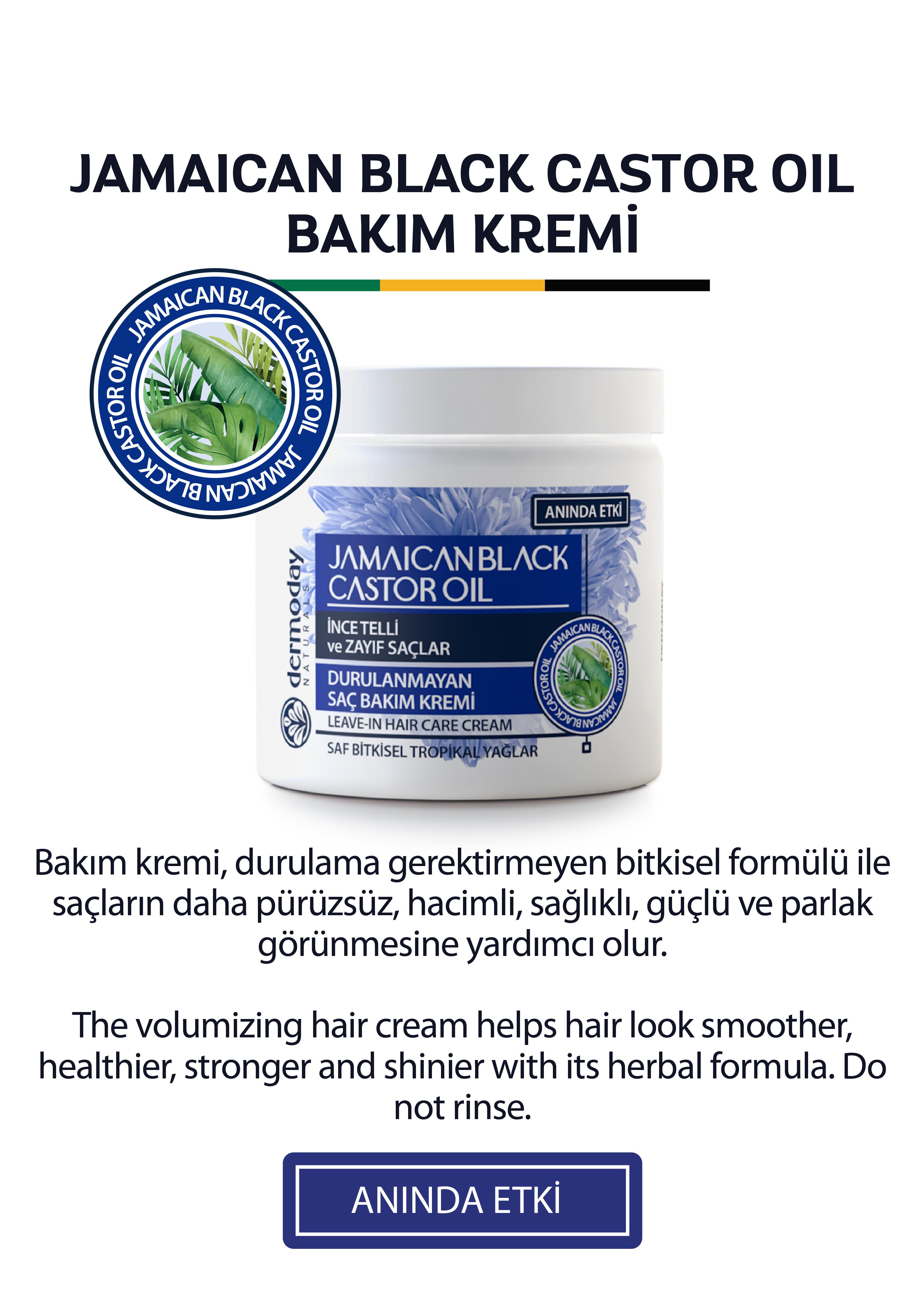 Dermoday Jamaican Black Castor Oil Durulanmayan Saç Bakım Kremi - İnce Telli ve Zayıf Saçlar