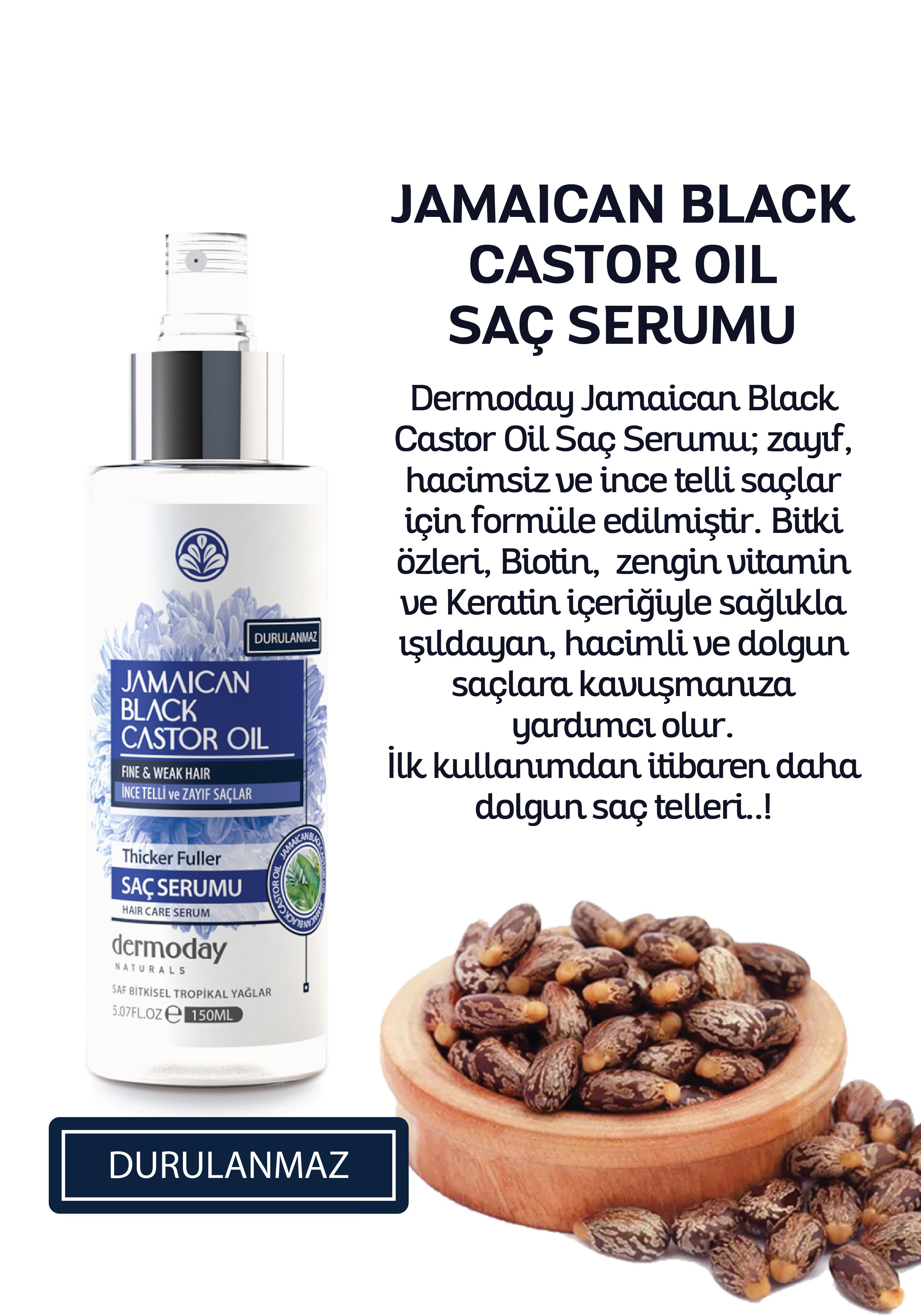 Dermoday Jamaican Black Castor Oil Saç Serumu - İnce Telli ve Zayıf Saçlar