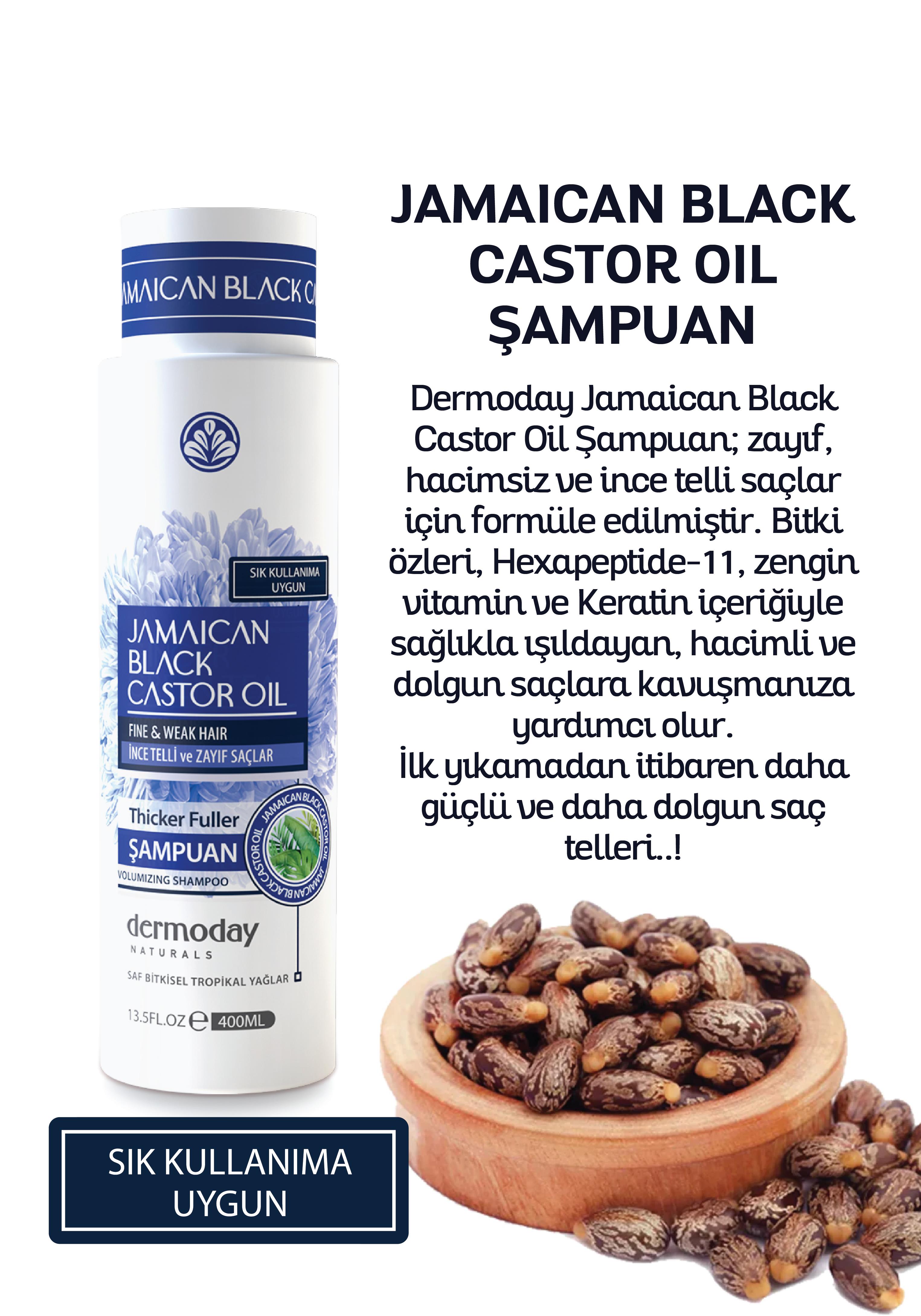 Dermoday Jamaican Black Castor Oil Şampuan - İnce Telli ve Zayıf Saçlar