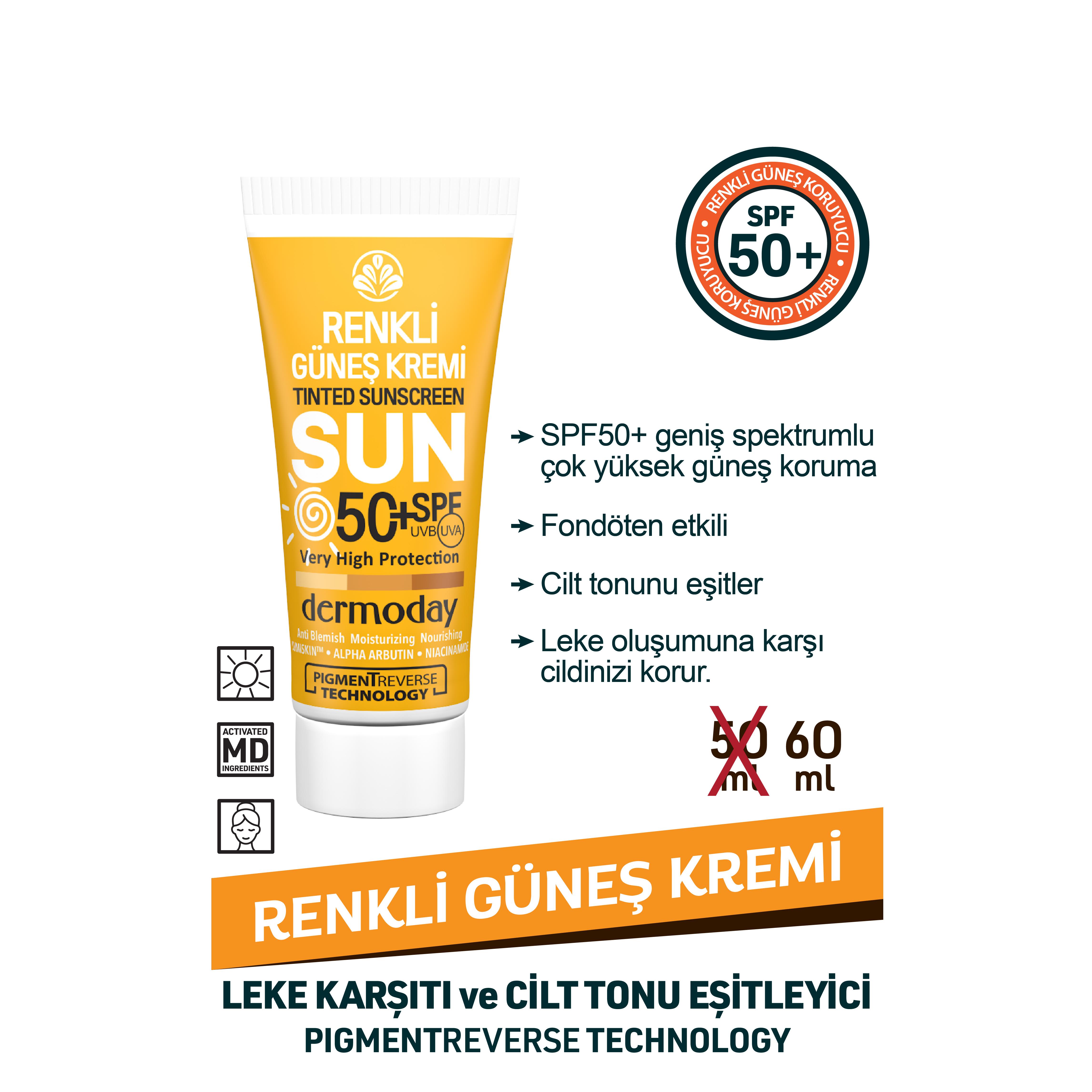 Dermoday Leke Karşıtı Renkli Güneş Kremi SPF 50+