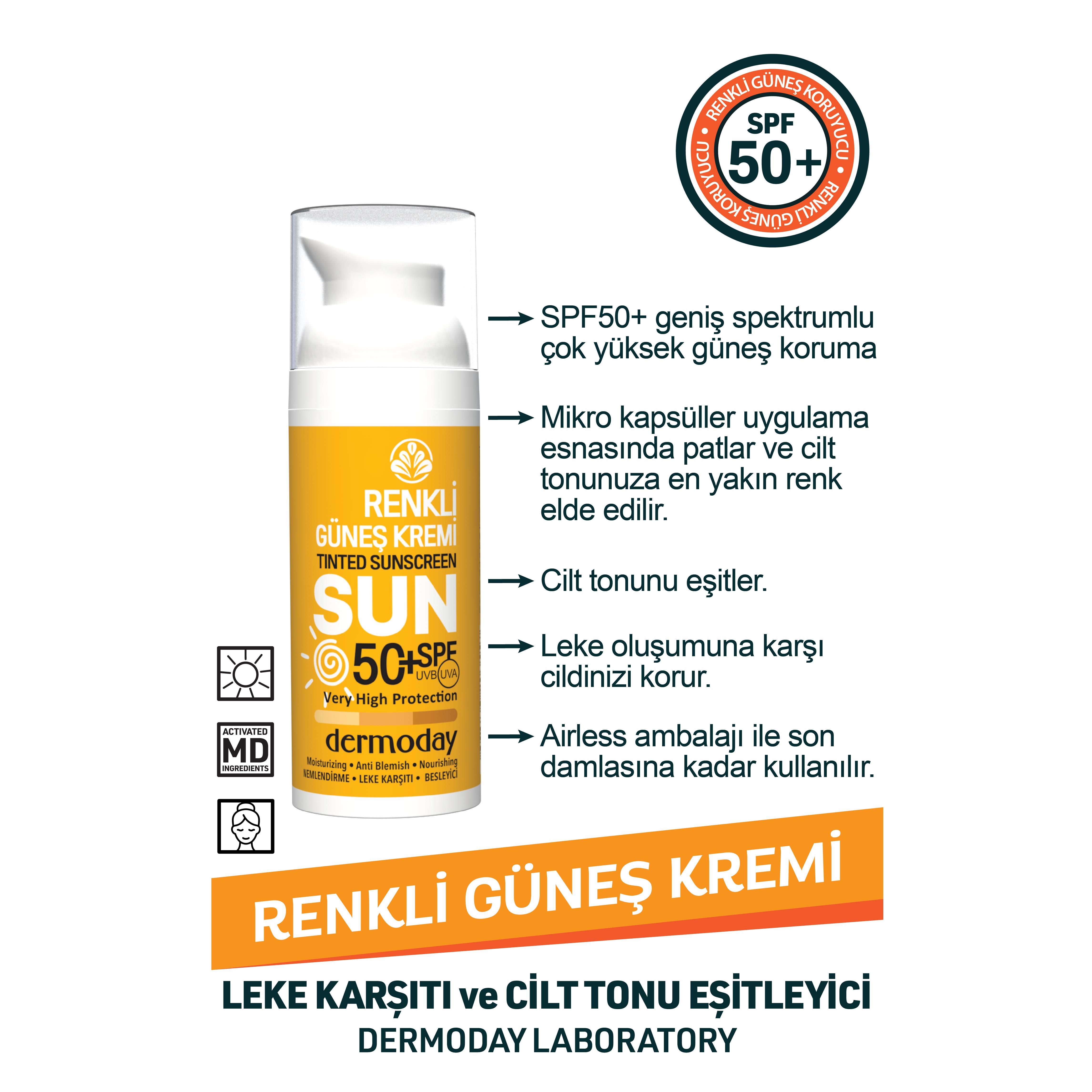 Dermoday Renkli Güneş Kremi SPF50+