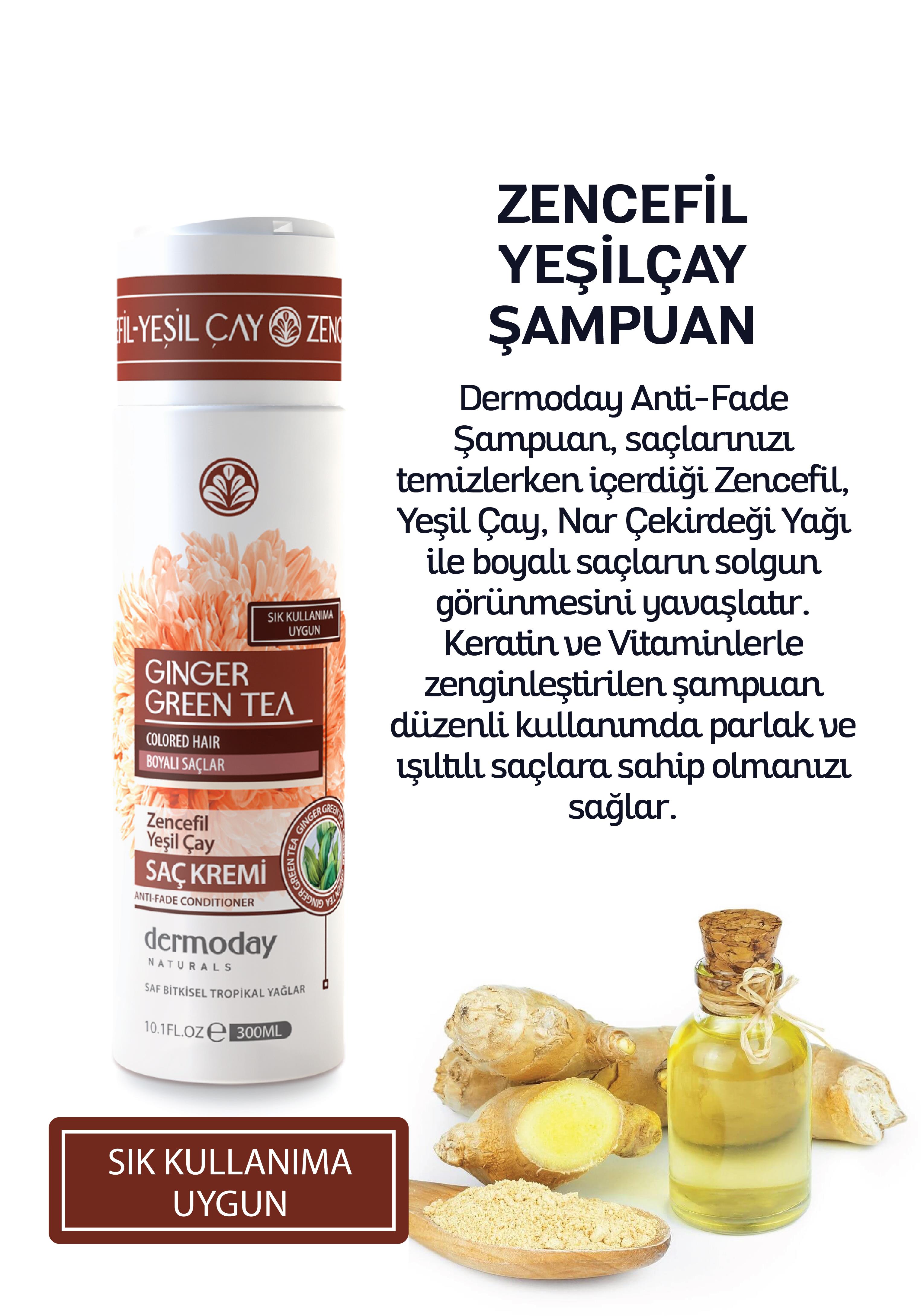 Dermoday Zencefil Yeşilçay Saç Kremi (Conditioner) - Boyalı Saçlar