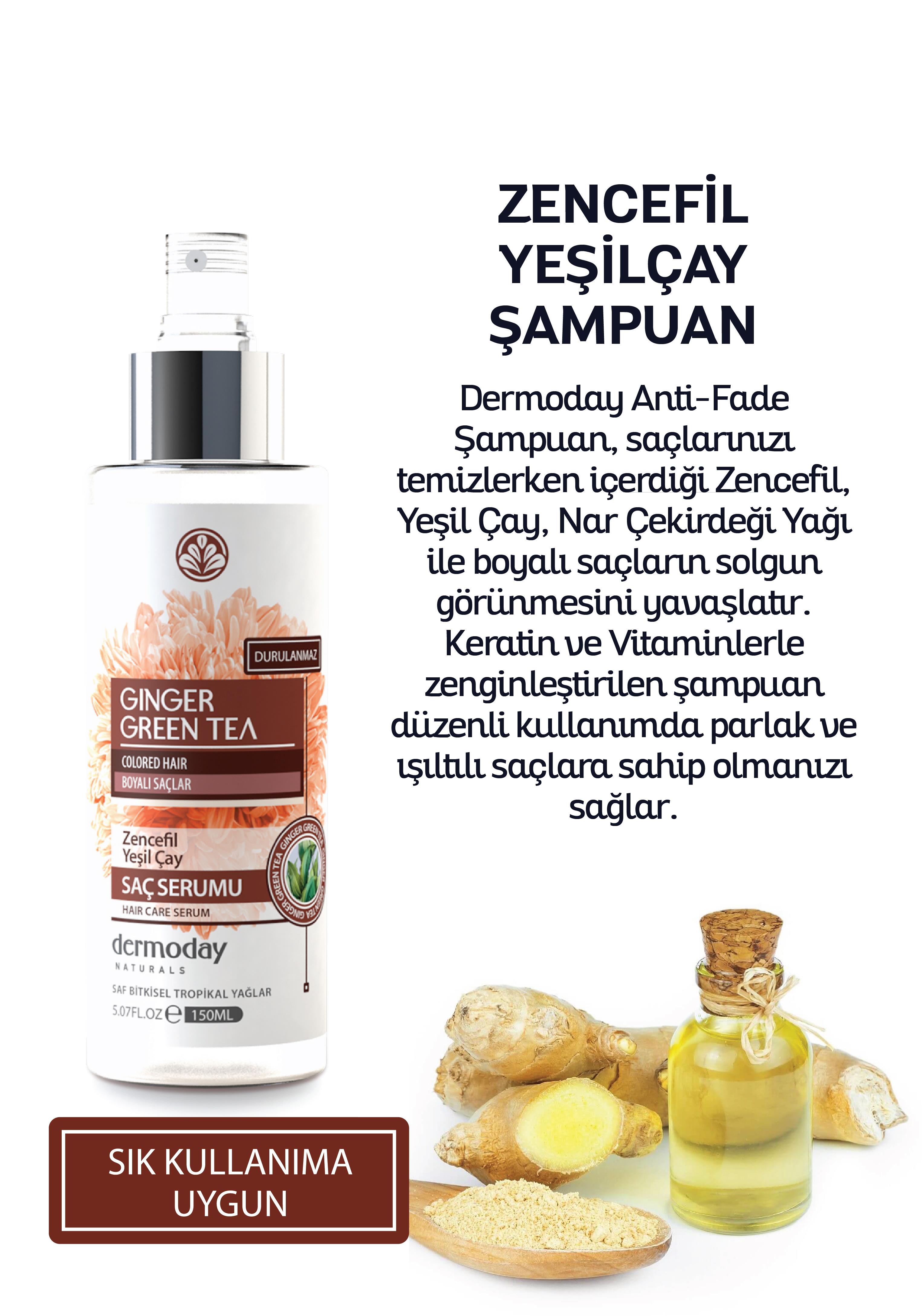 Dermoday Zencefil Yeşilçay Saç Serumu - Boyalı Saçlar