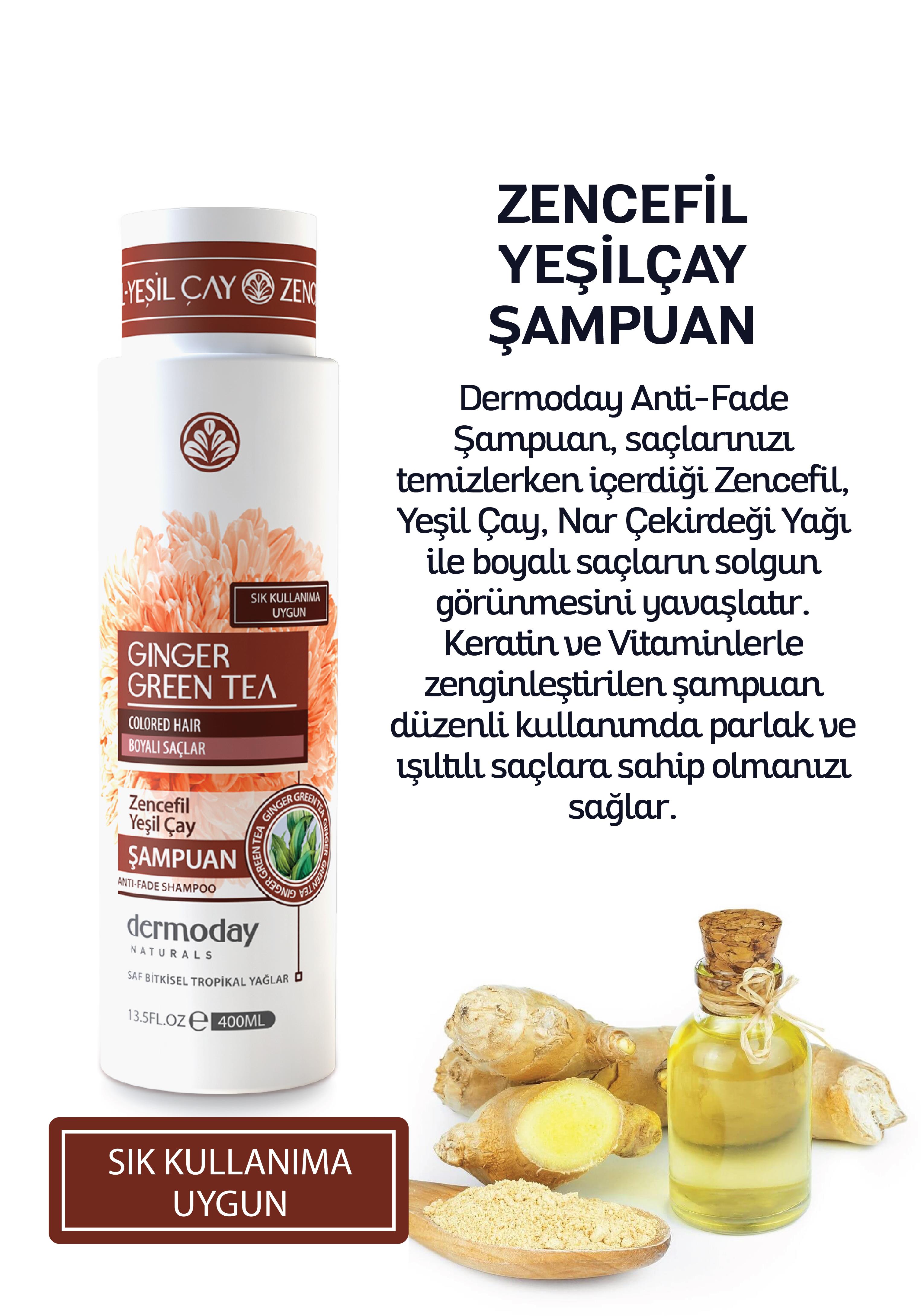 Dermoday Zencefil Yeşilçay Şampuan - Boyalı Saçlar