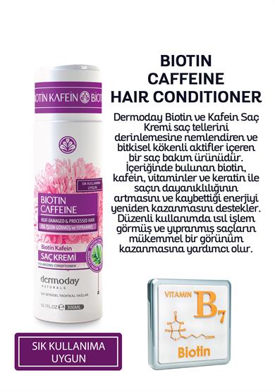 Dermoday Biotin Kafein Saç Kremi (Conditioner) - Isıl İşlem Görmüş ve Yıpranmış Saçlar