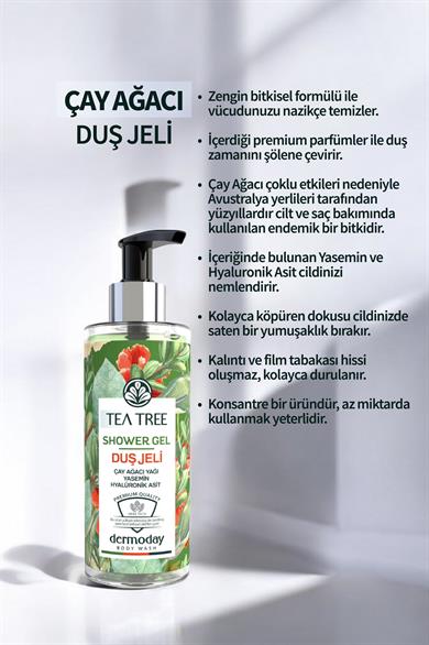 Dermoday Premium Duş Jeli - Çay Ağacı Yağı Yasemin Hyalüronik Asit