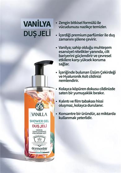 Dermoday Premium Duş Jeli - Vanilya Üzüm Çekirdeği Hyalüronik Asit