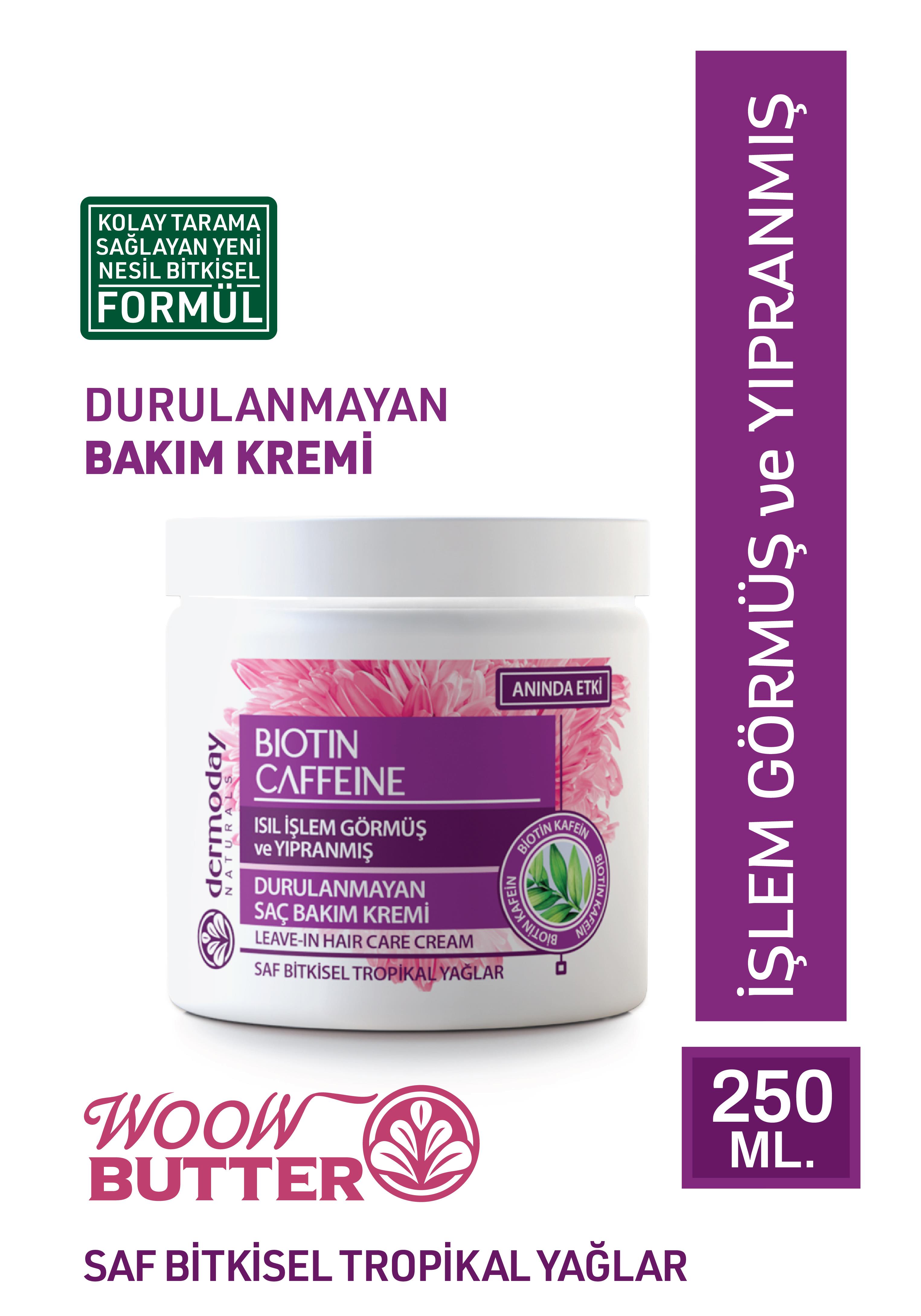 Dermoday Biotin Kafein Durulanmayan Saç Bakım Kremi - Isıl İşlem Görmüş ve Yıpranmış Saçlar