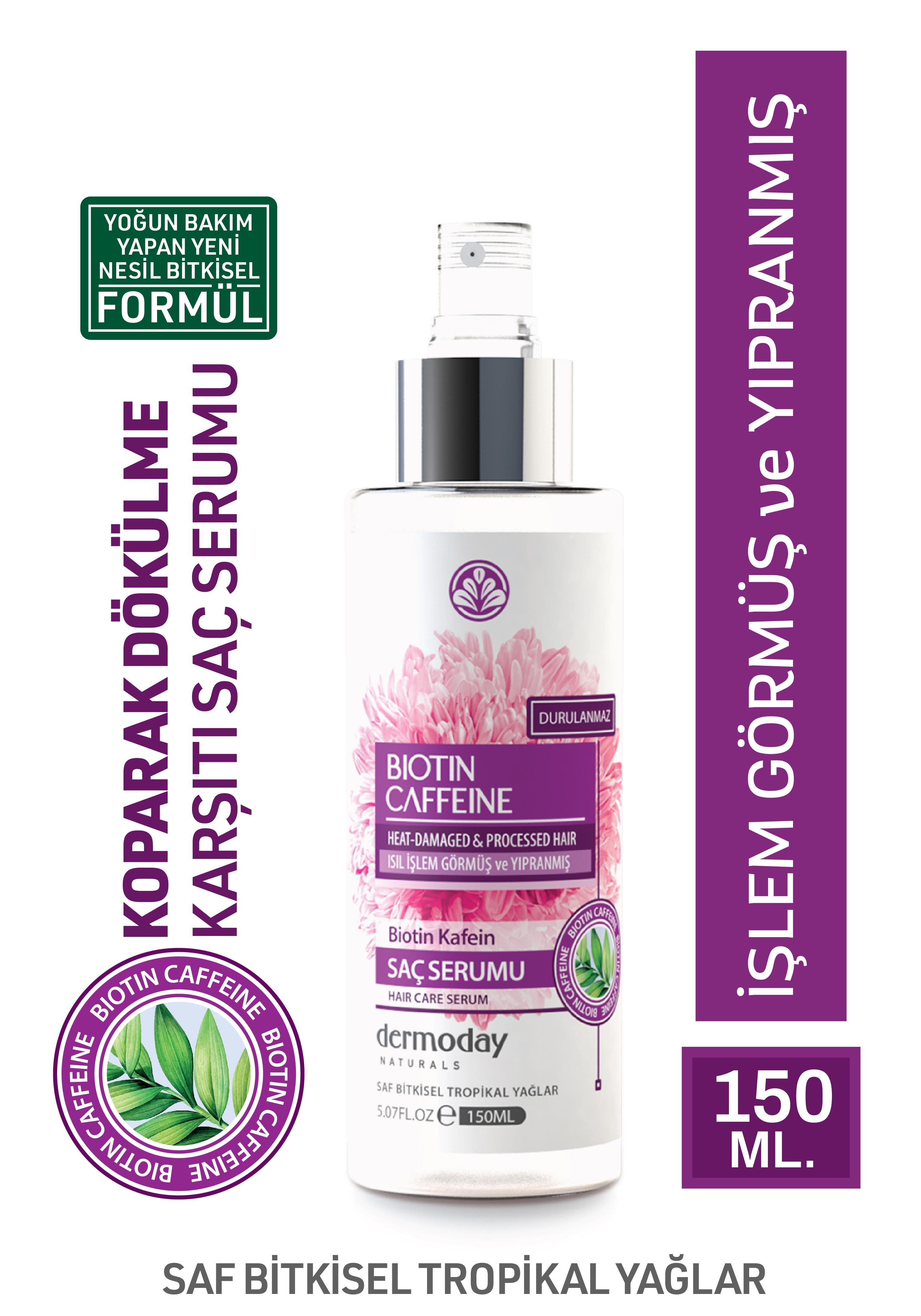 Dermoday Biotin Kafein Saç Serumu - Isıl İşlem Görmüş ve Yıpranmış Saçlar
