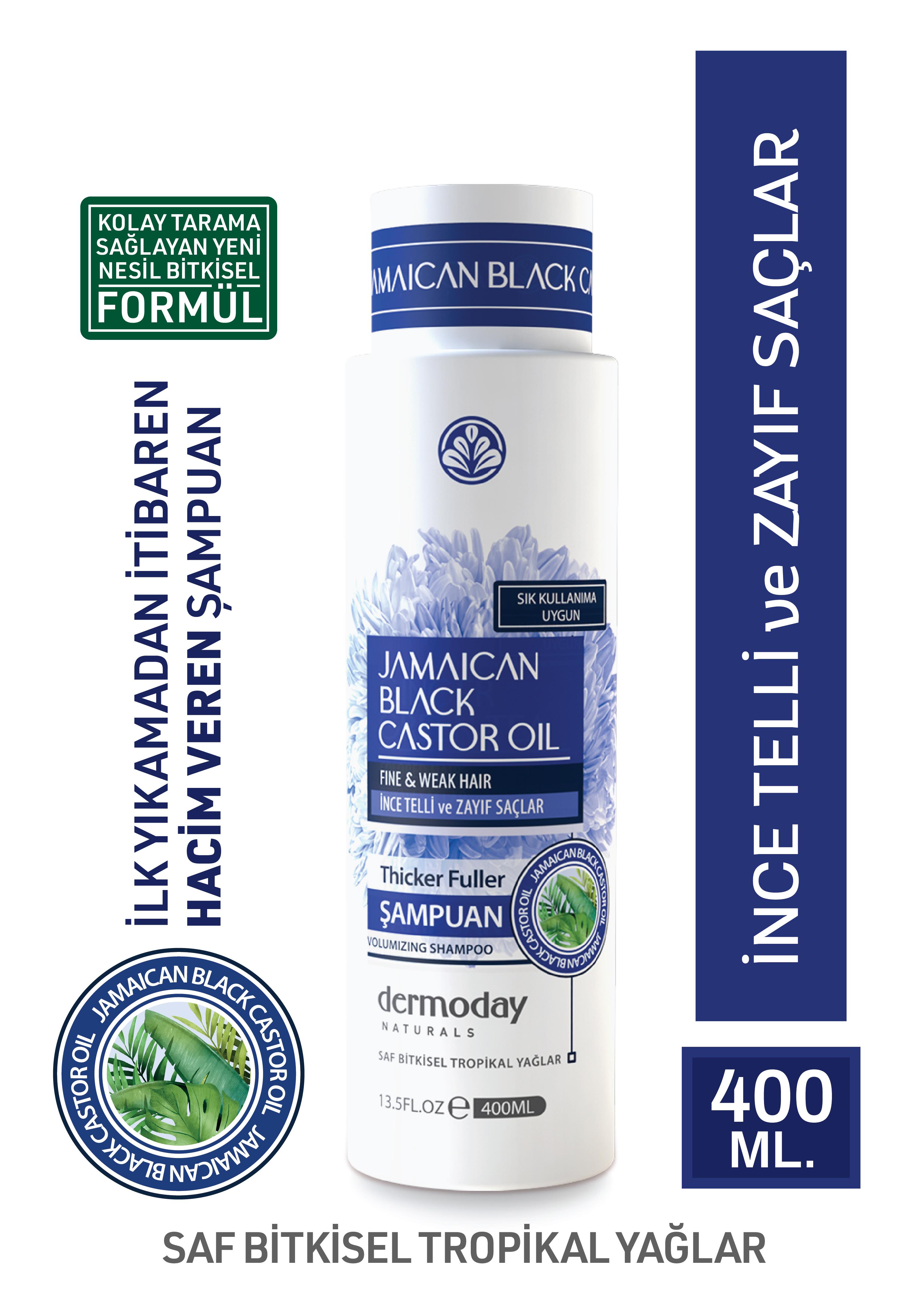 Dermoday Jamaican Black Castor Oil Şampuan - İnce Telli ve Zayıf Saçlar