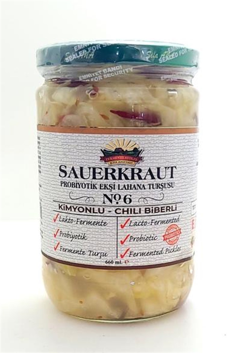 Kimyon Tohumlu Chili Biberli Probiyotik Sauerkraut Turşu