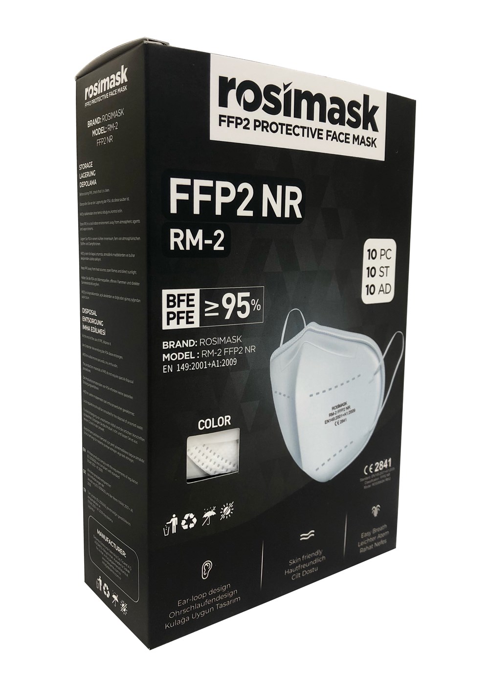 Rosimask | Protective Yüz Maskesi - Beyaz - FFP2 - (10'lu Kutu)