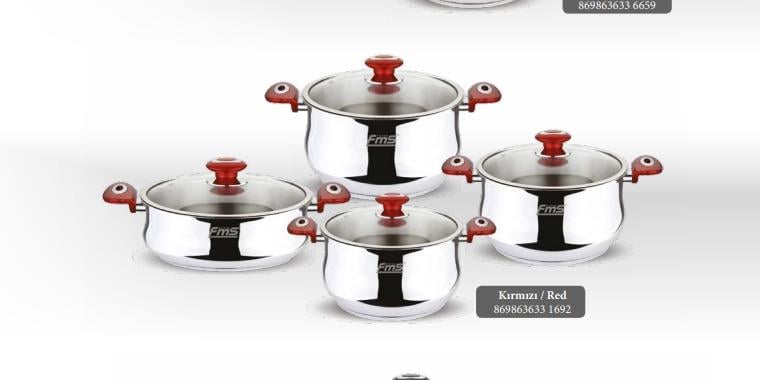 FMS  ASİ  TENCERE SET 8 PARÇA KIRMIZI
