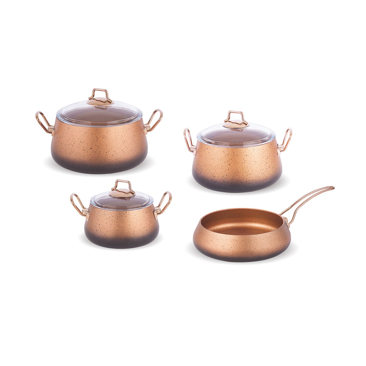 FMS BAKRAÇ 7 PARÇA GRANİT SET BAKIR