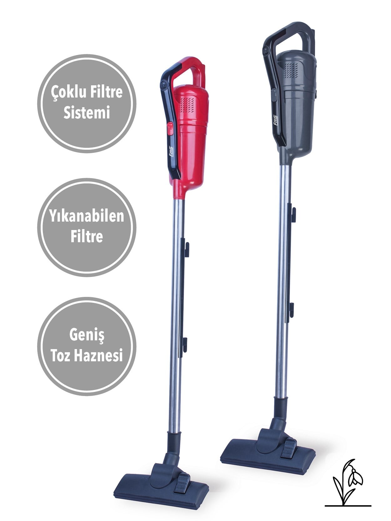 FMS ELEKTRİKLİ SÜPÜRGE METAL BORU GRİ