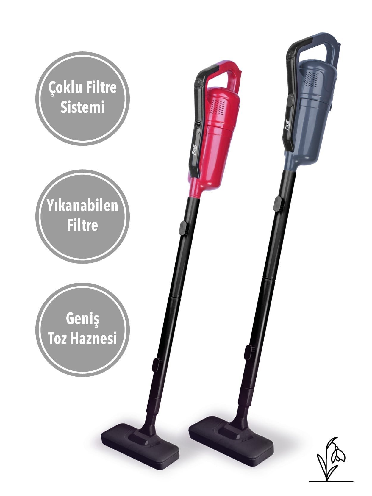FMS ELEKTRİKLİ SÜPÜRGE PLASTİK BORU KIRMIZI